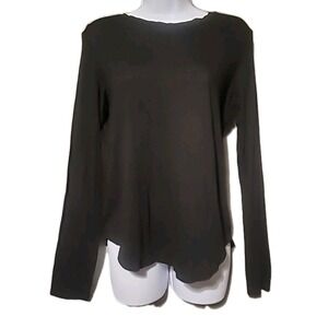 VINCE Lightweight Long Sleeve Pima Cotton Modal Tee Top T-Shirt Black Size S
